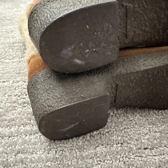 VTG Quoddy Moccasins Boots Brown Shearling Leather USA Made 60s Western Boho - Picture 9 of 15